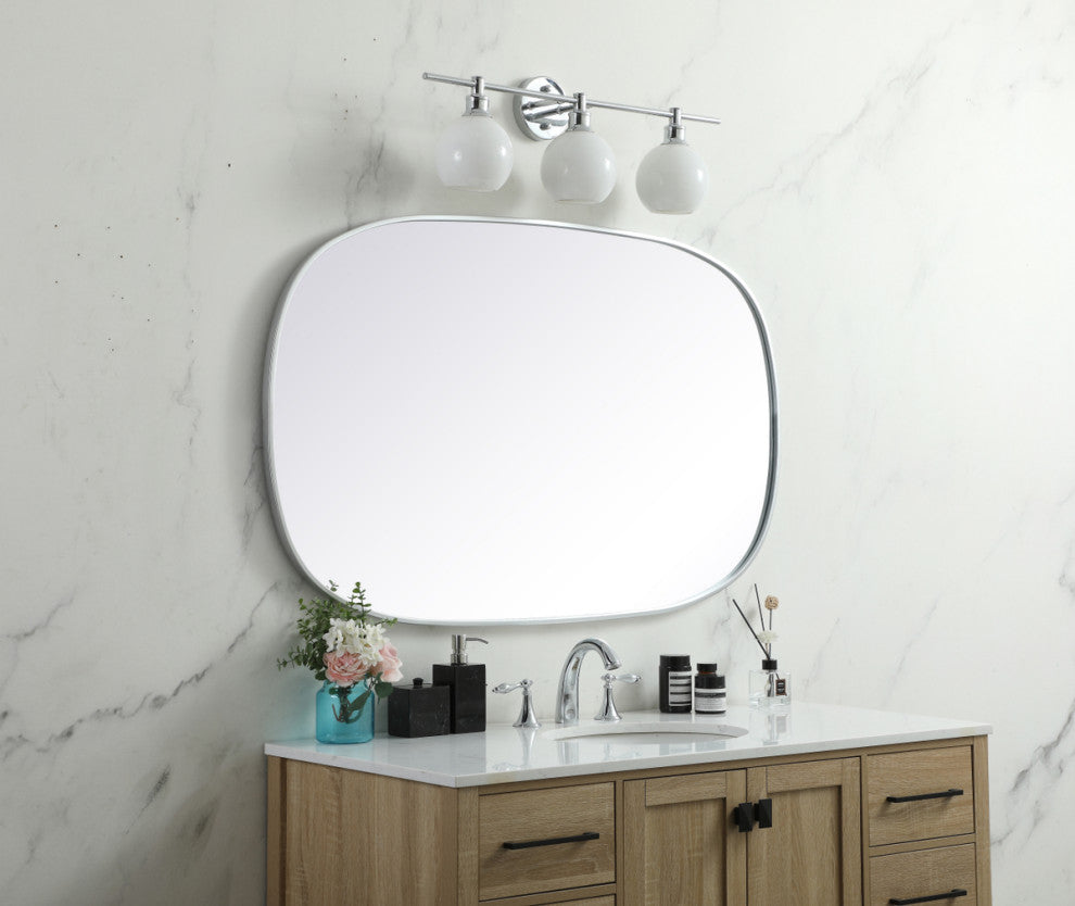 Home Living Metal Frame Oval Mirror 30x48 Inch, Silver