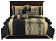 Kath 7-Piece Jacquard Comforter Set, Black Gold, Queen