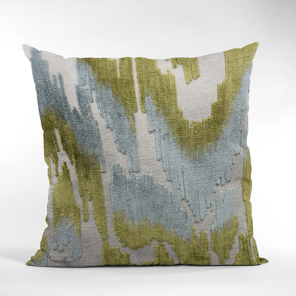 Plutus Velvet Glamour Blue, Citrine, Cream Handmade Luxury Pillow, 20"x26"