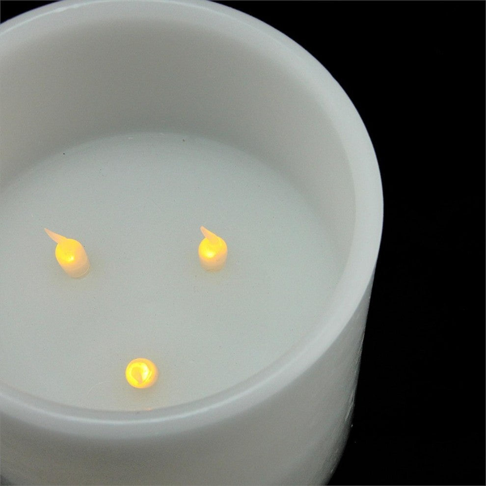 12" Battery Operated LED 3-Wick Christmas Pillar Candle