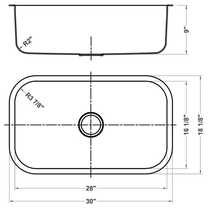 Ruvati RVM4250 Undermount 16 Gauge 30" Kitchen Sink Single Bowl