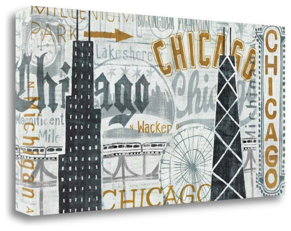 "Hey Chicago VIntage" By Michael Mullan, Giclee Print on Gallery Wrap Canvas