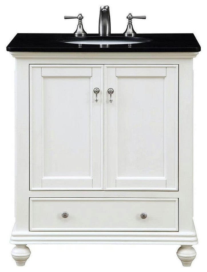 Elegant VF-1023 30" Single Bathroom Vanity Set, Antique White