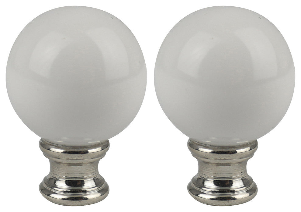 Ceramic Ball Lamp Finial, 2" Tall, White, Set of 2