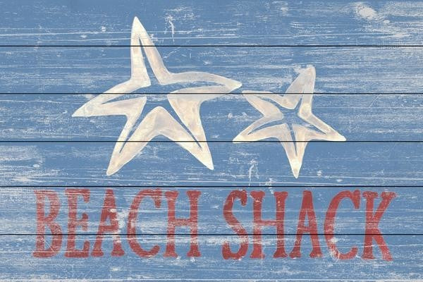 "Star Fish Shack" Painting Print on White Wood, 60"x40"