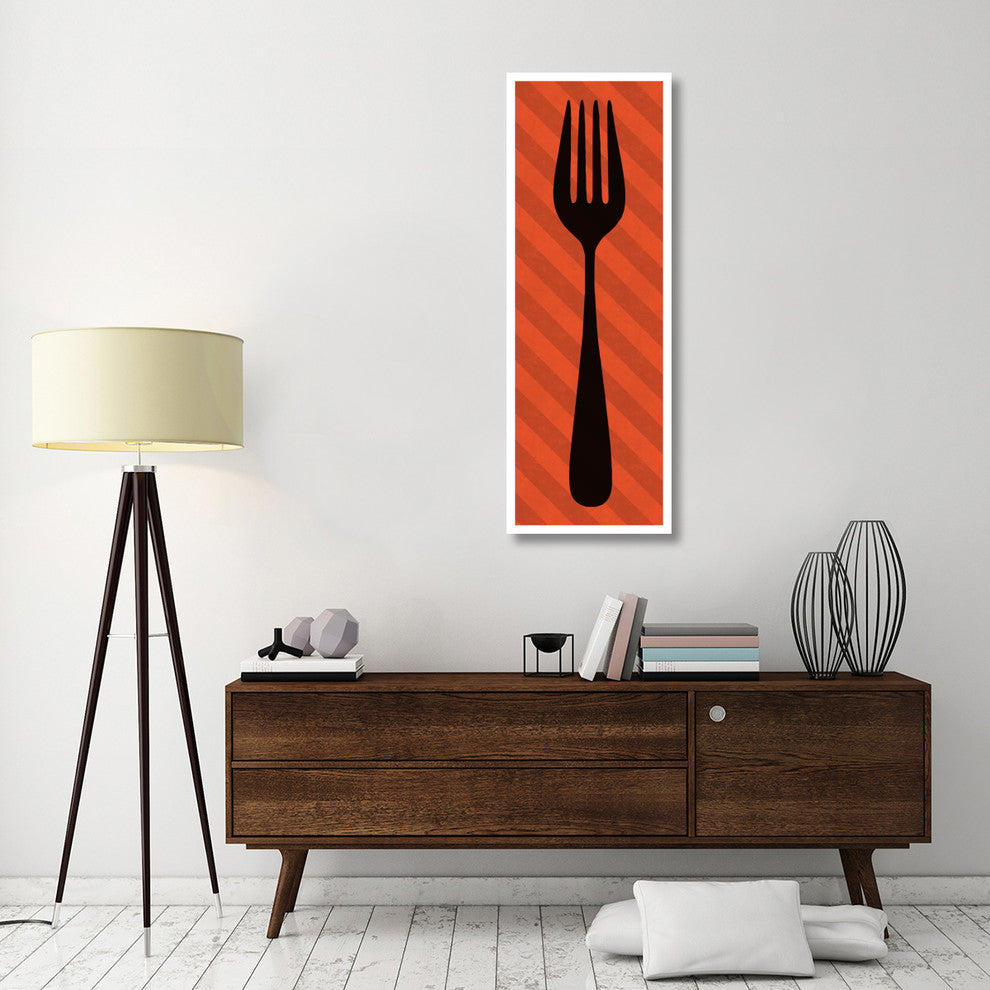 "Mealtime: Red Stripes - Fork" Digital Paper Print by BG.Studio, 20"x56"