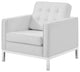 Tufted Armchair and Loveseat Sofa Set, Faux Leather, Silver White, Modern