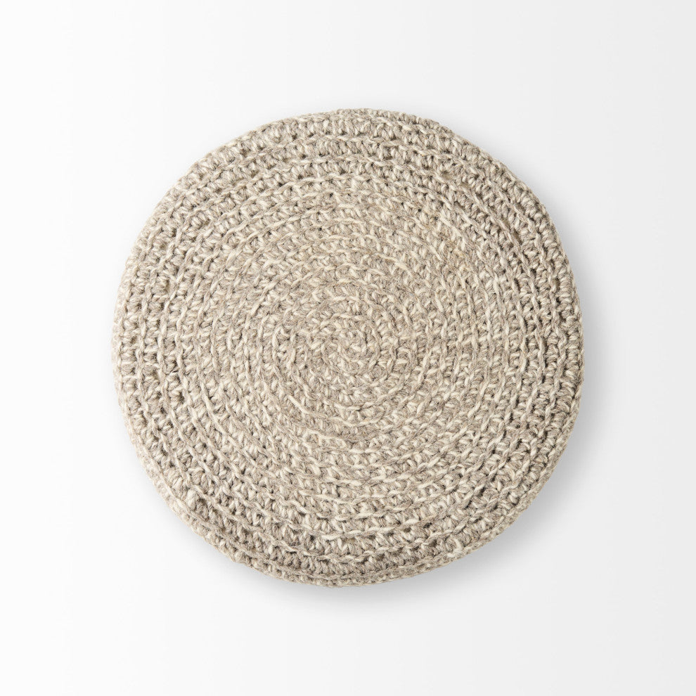 Bina Light Gray 4-Legged Wool Stool