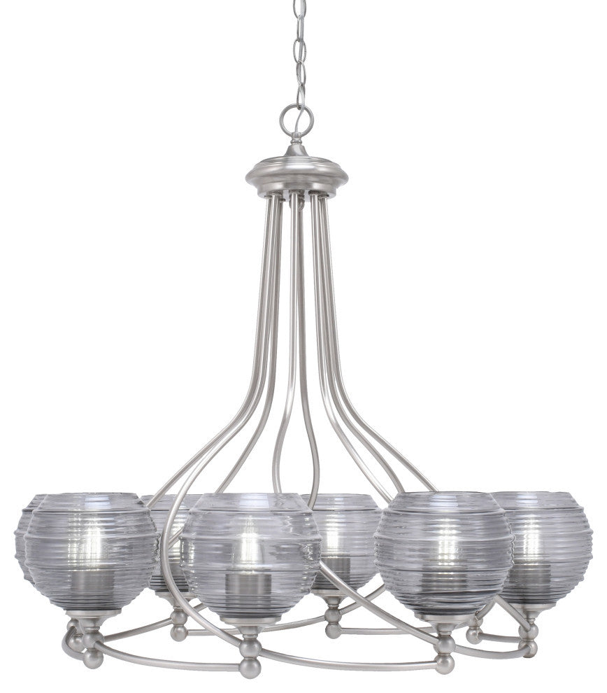 Capri 8-Light Chandelier, Brushed Nickel/Smoke Ribbed