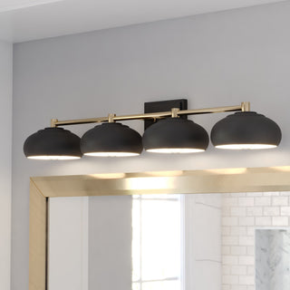 Belmont 4 Light Vanity Matte Black and Satin Brass