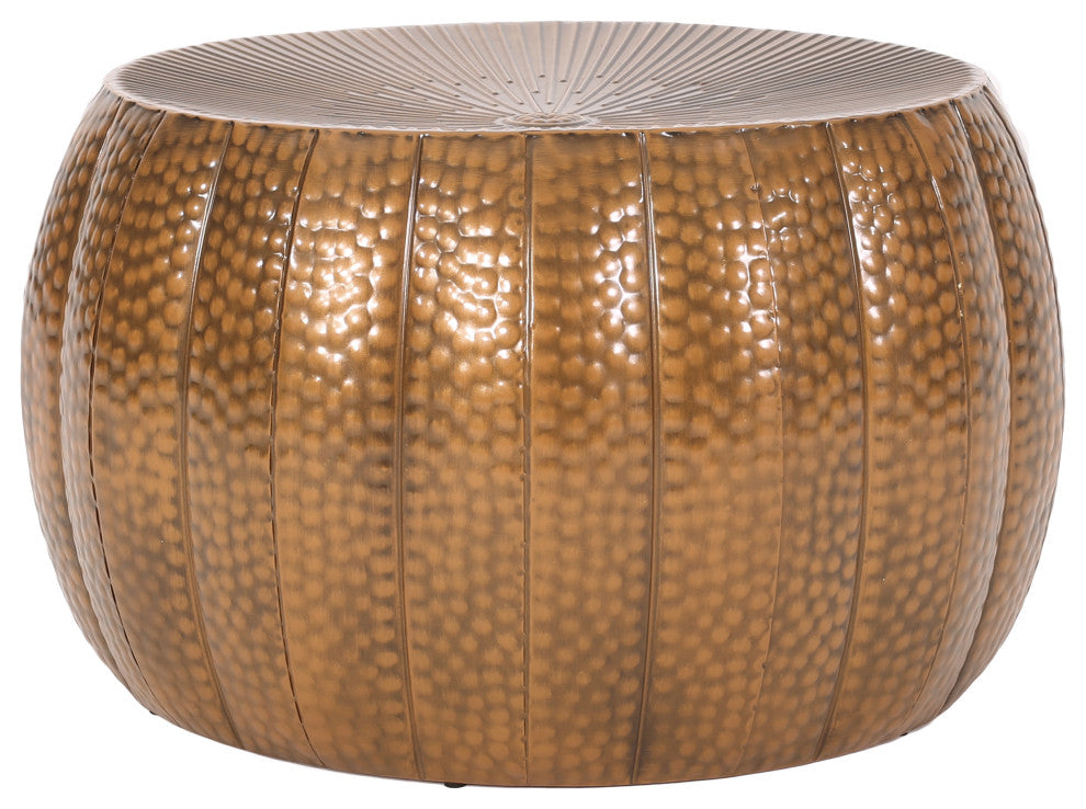 Perrotto Modern Iron Sunburst Pumpkin Coffee Table, Brushed Antique Bronze