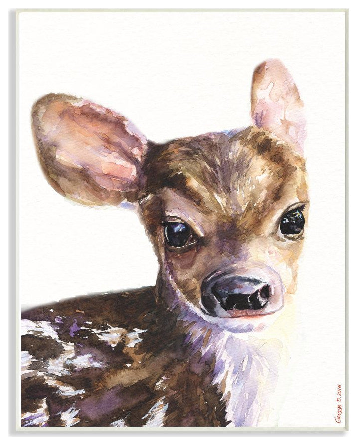 Cute Baby Deer Animal Watercolor Painting, 12"x18"