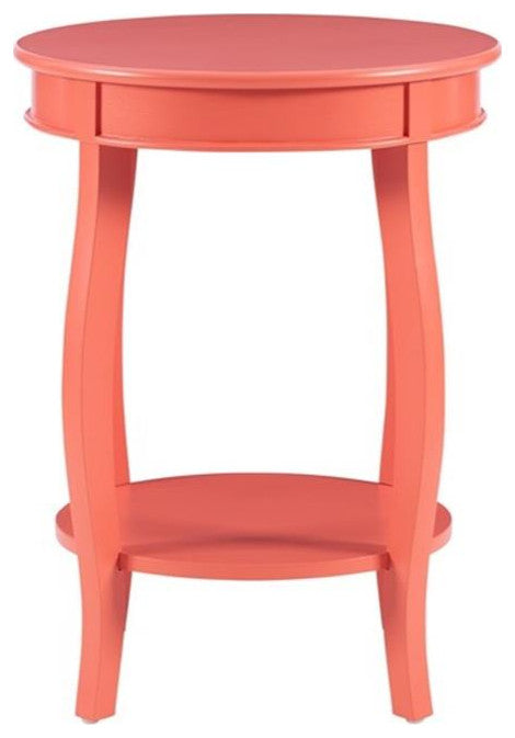 Linon Wren Wood Accent End Table in Coral Orange