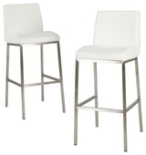 GDF Studio Jalen White Leather Bar Stools, Set of 2