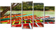 Colorful Boats in Mexico, Landscape Canvas Art Print, 60"x32", 5 Panels