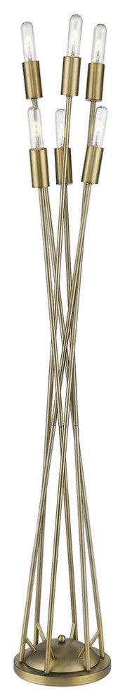 60" Brass Six Light Torchiere Floor Lamp