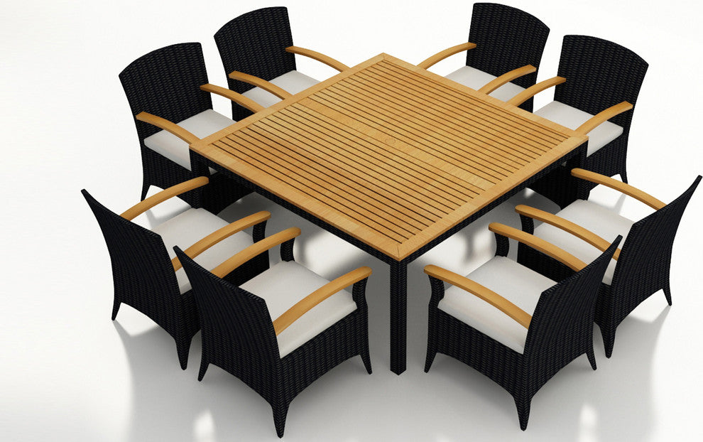 Arbor 9 Piece Arm Square Dining Set, Canvas Natural