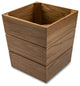 12" Traditional Solid Teak Large Waste Basket