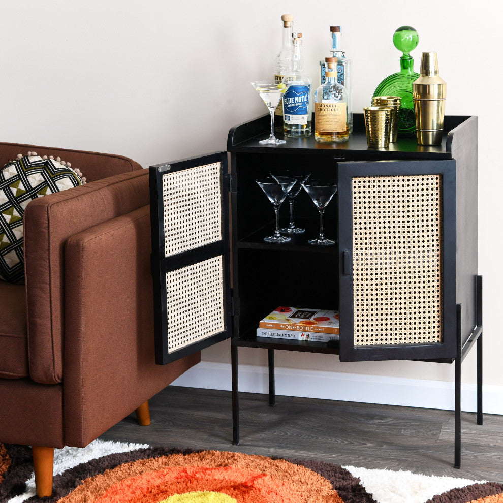 Metal & Mango Wood Cabinet, Black