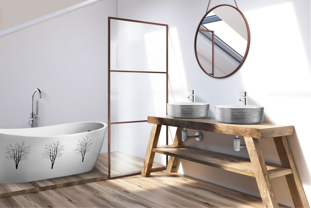 Fine Fixtures Luxury Vessel, Round 15", Brushed Silver