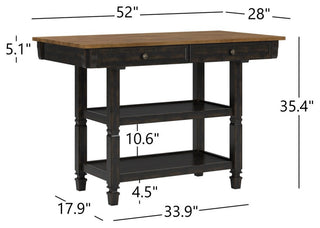 Harvey Two-Tone Kitchen Island Buffet, Antique Black