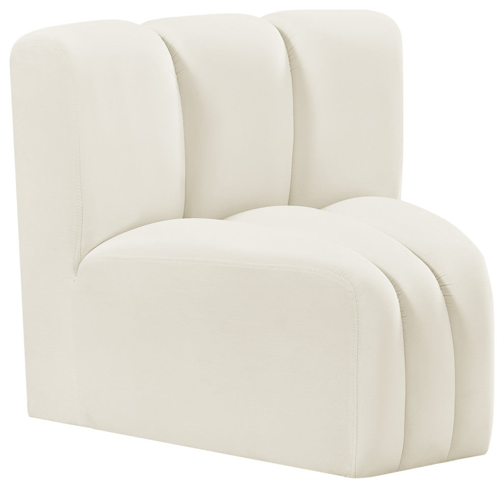 Arc Upholstered Modular Component, Cream, 1-Piece: Curved Corner, Velvet