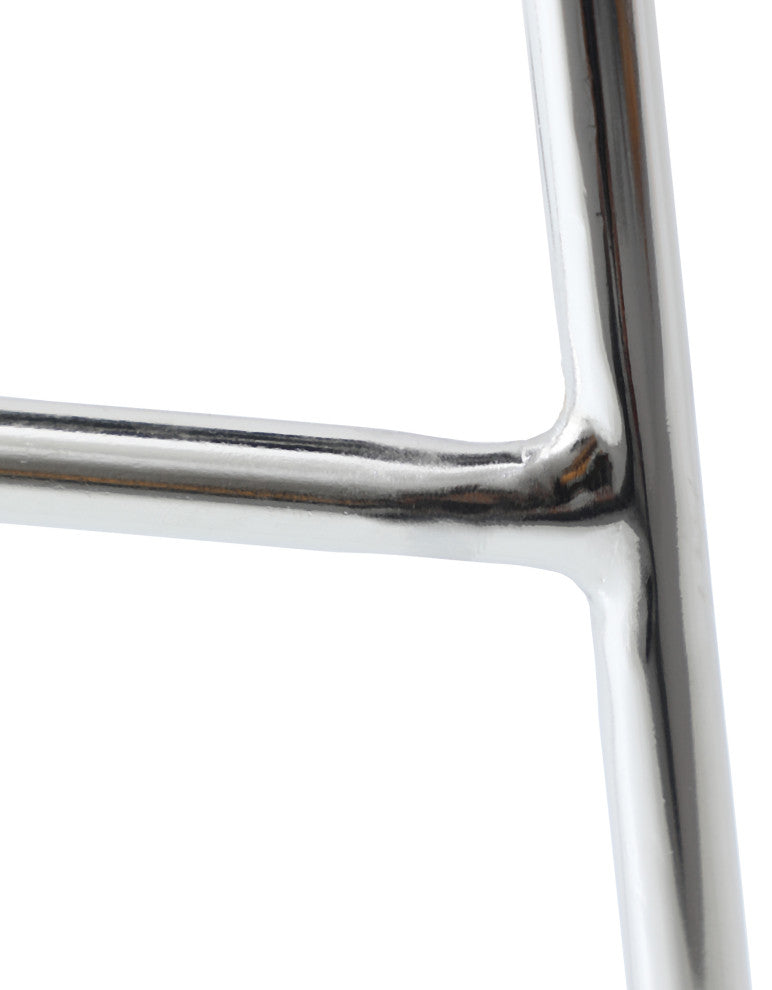 LeisureMod Melrose Modern Wood Counter Stool With Chrome Base, Natural