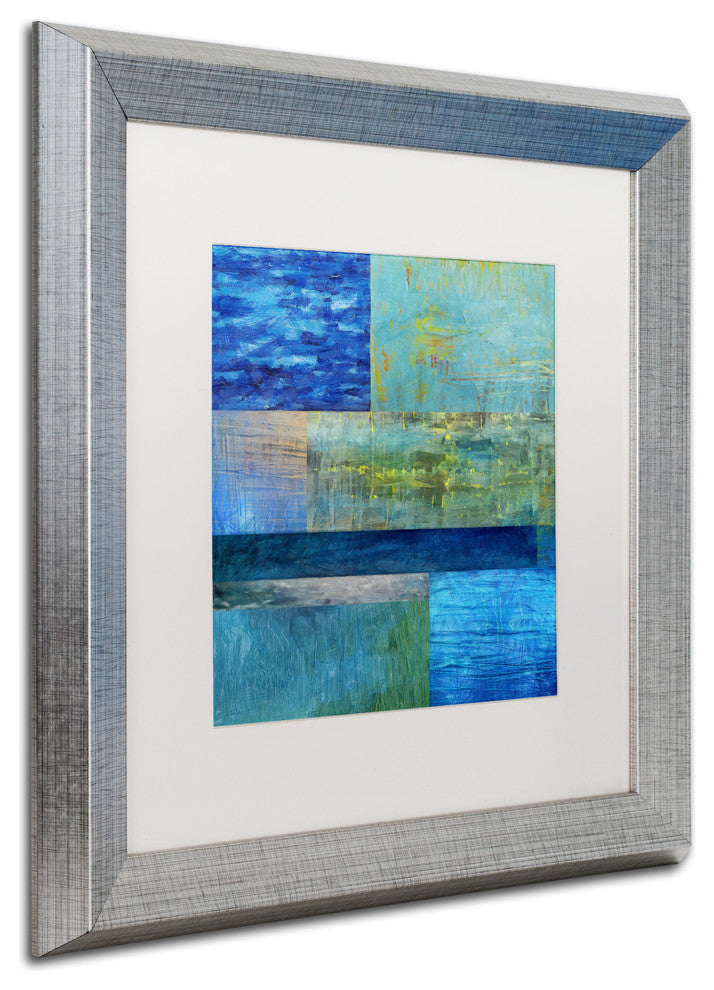 Michelle Calkins 'Essence of Blue' Matted Framed Art, 16x16