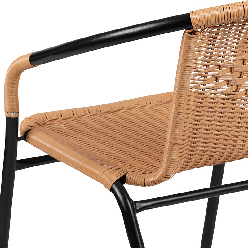 2 Pack Rattan Indoor-Outdoor Stack Chair, Beige