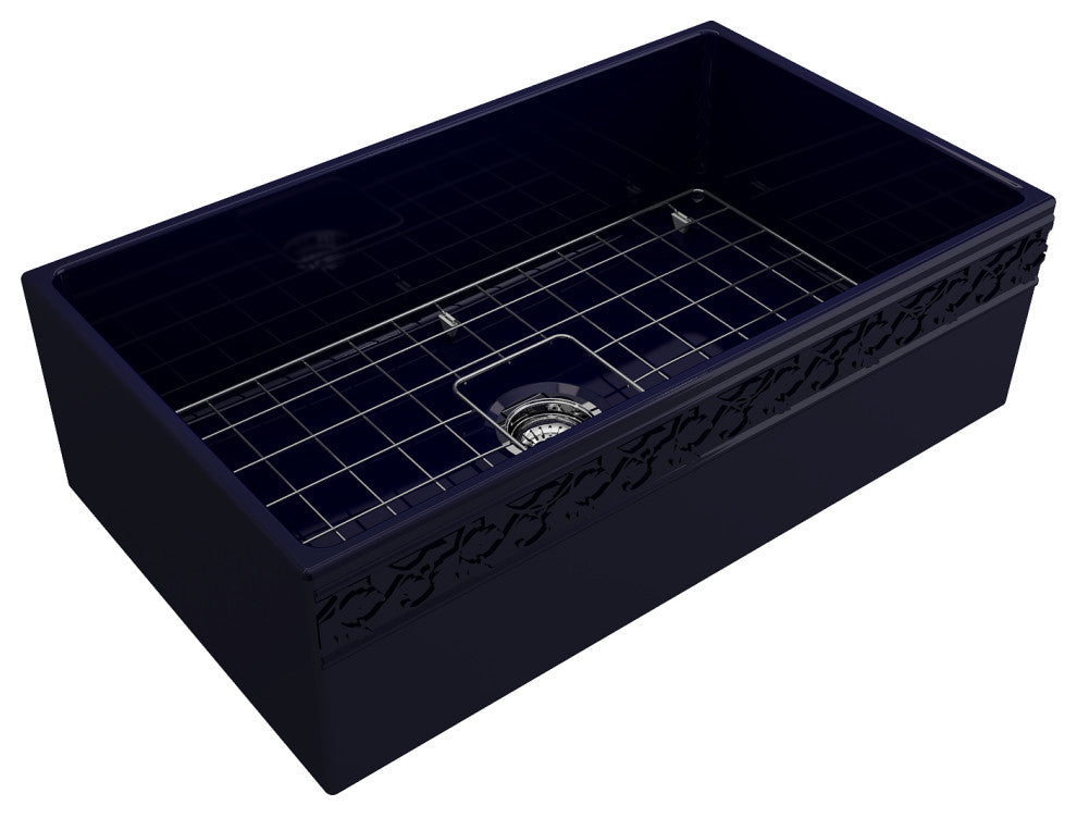 BOCCHI 1353-010-0120 Apron Fireclay 33" Single Kitchen Sink Sapphire Blue