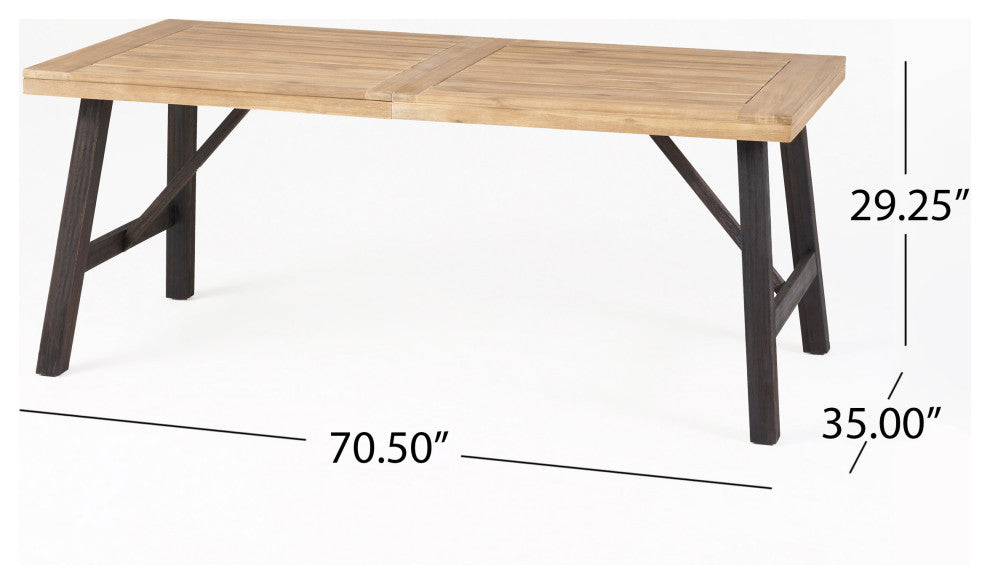 GDF Studio Arlington Brushed Gray Acacia Wood Dining Set
