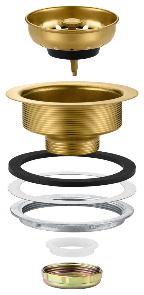 Luxier KS01 3.5" Drop-In Kitchen/Bar Sink Basket Strainer, Brushed Gold