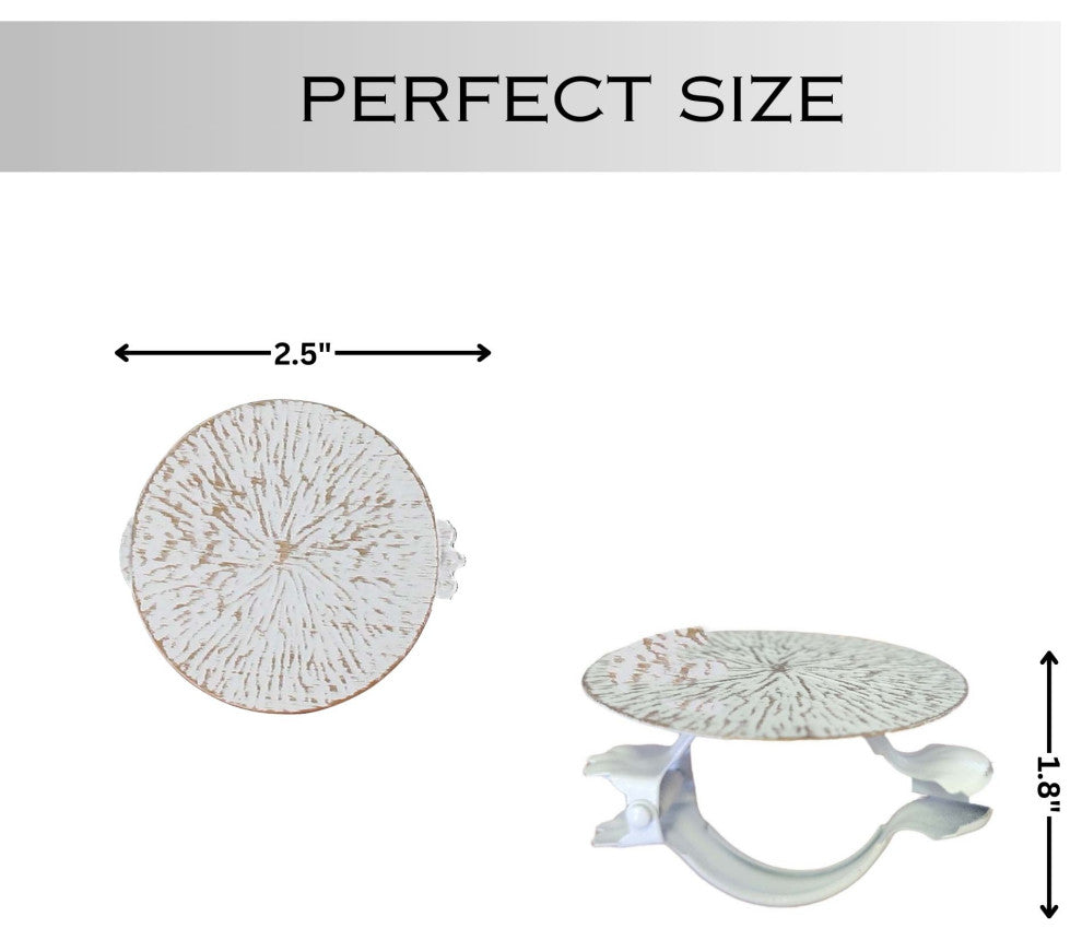 Set of 2 Metal Curtain Tiebacks "“ Elegant Round Design Clips, White