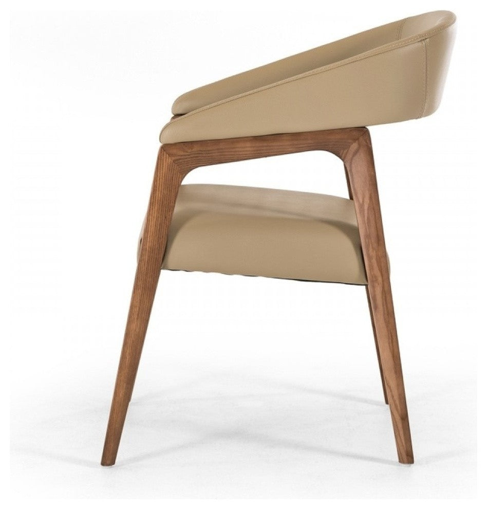 Modrest Clive Modern Taupe and Walnut Dining Chair