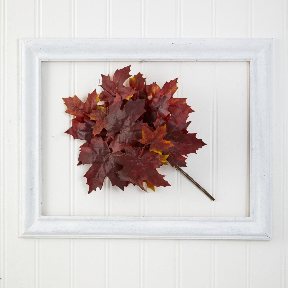 18" Autumn Maple Leaf Artificial Flower, Set of 2