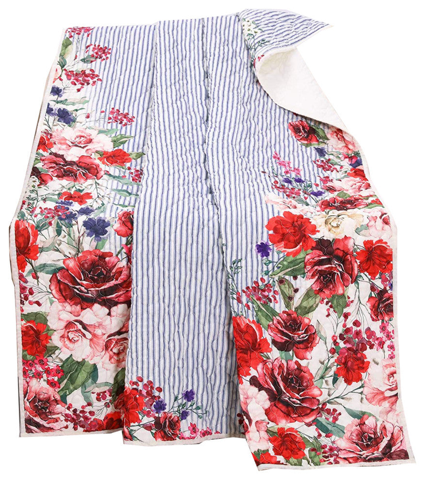 Greenland Home Fashions Lexi Quilted Throw Blanket Blue