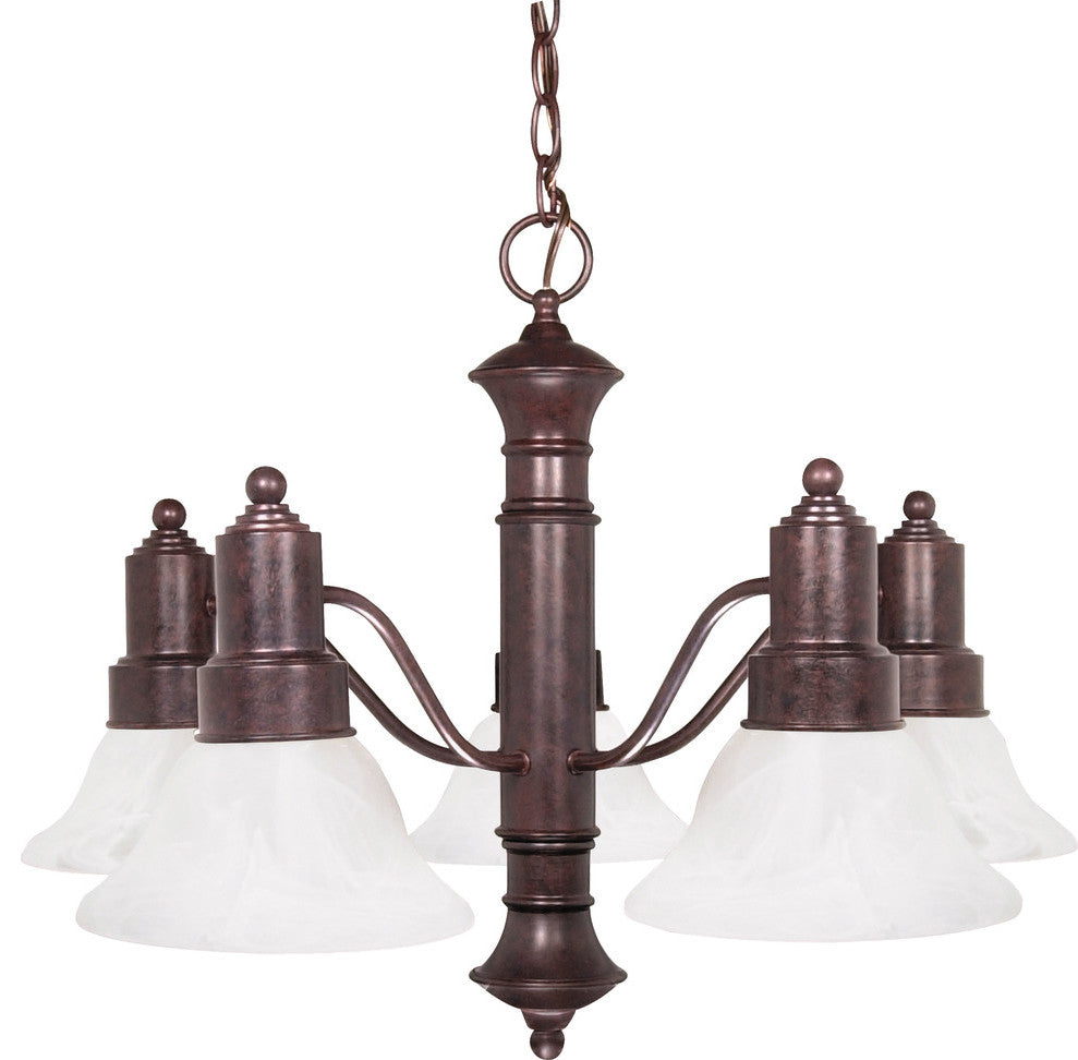 Gotham 5 Light - 25" Chandelier Alabaster Glass Bell Shades