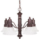 Gotham 5 Light - 25" Chandelier Alabaster Glass Bell Shades