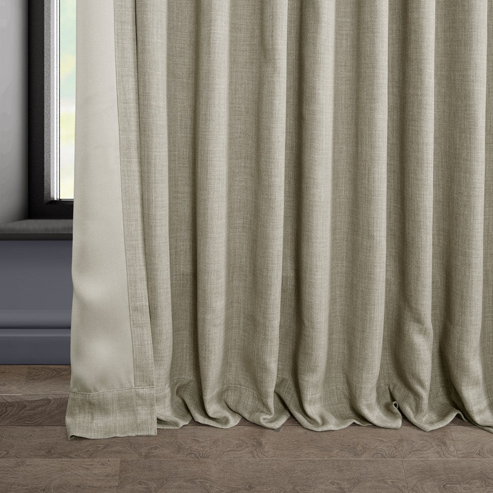 Faux Linen Extra Wide Room Darkening Curtain Single Panel, Oatmeal, 100"x84"