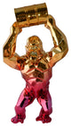 Textile Red and Gold King Kong with A Barrell Statue  Size: 14" x 7" x 24"H