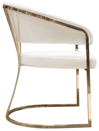 Solstice Dining Chair, Cream Velvet With Polished Gold Metal Frame