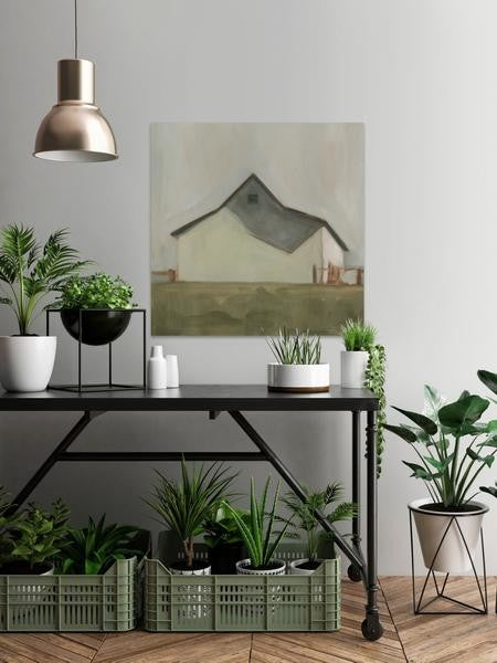 "Serene Barn V" Painting Print on Wrapped Canvas, 12"x12"
