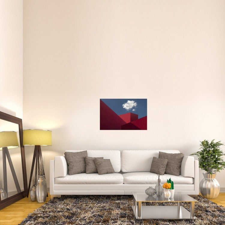 "Red Shapes" Stretched Canvas Giclee by Hugo Borges, 36x24"