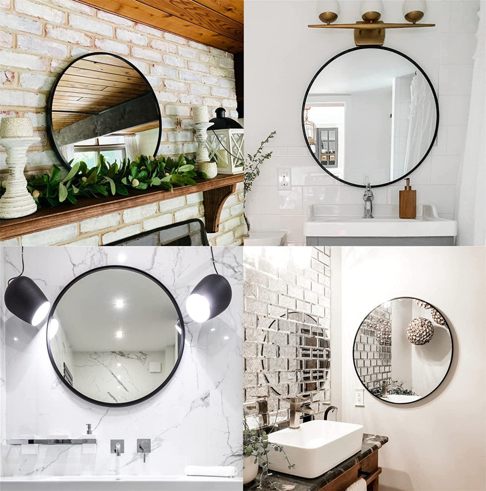 Black Metal Frame 18 Inch Round Mirror