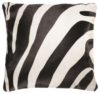 Natural Torino Cowhide Pillow 18"x18", Zebra Black on Off-White