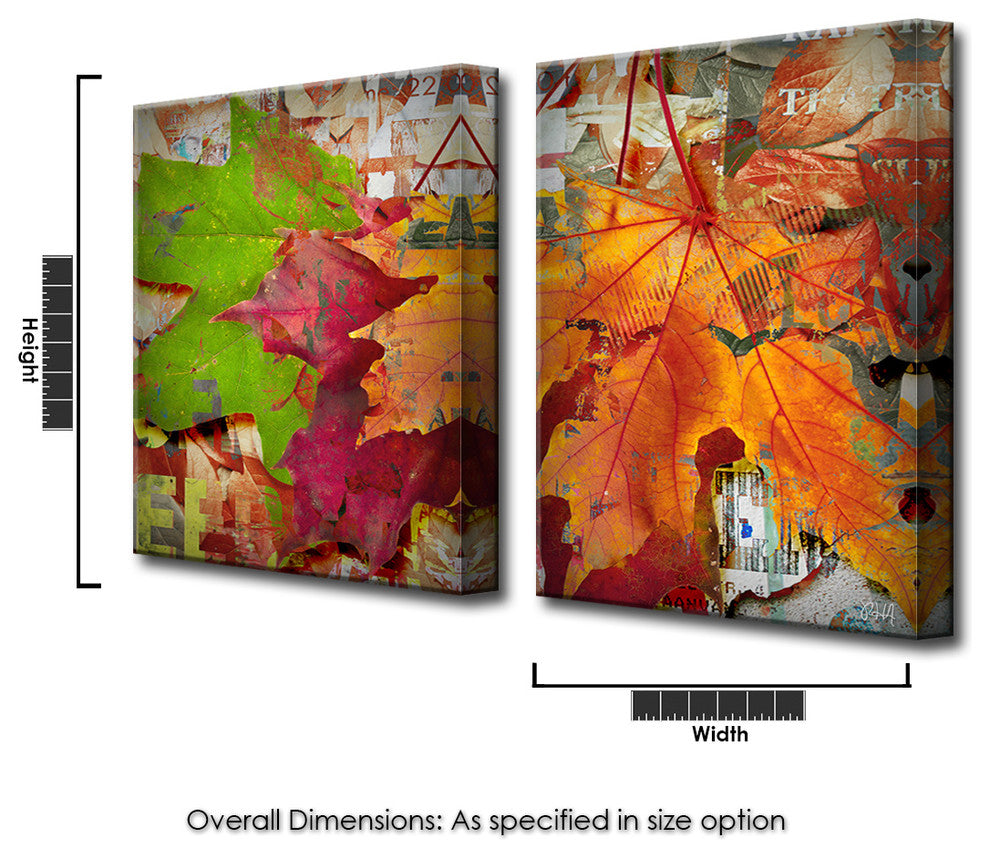 Fall Ink XVIII, Canvas Wall Art 2-Piece Canvas Art Set, 20"