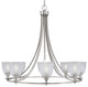 Paramount 8-Light Chandelier, Brushed Nickel, 5" Clear Ribbed Glass