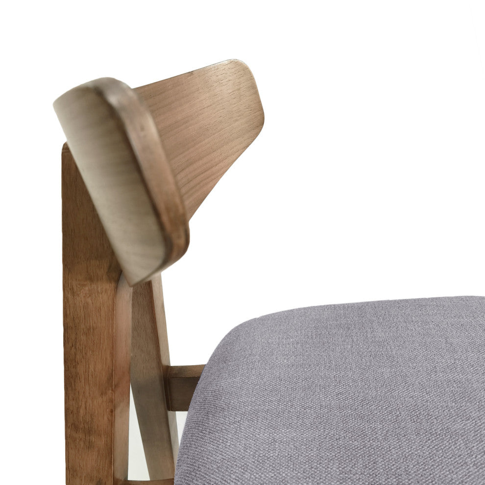 Sunapee Fabric Upholstered Wood Counter Stools, Set of 2, Dark Gray + Natural Walnut