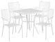 28'' Square Indoor-Outdoor Steel Patio Table Set With 4 Square Back Chairs, Whit