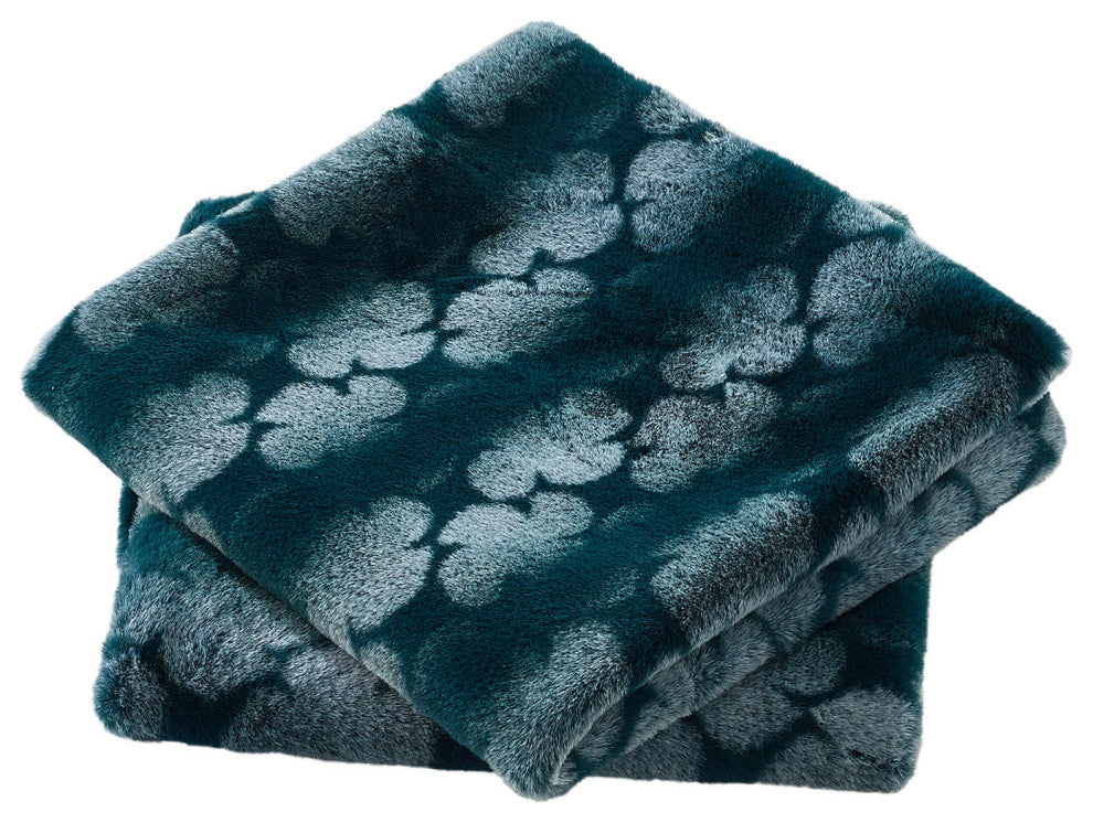 Ballys Faux Fur Throw and Pillow Shell Combo, Deep Teal, 60"x80"